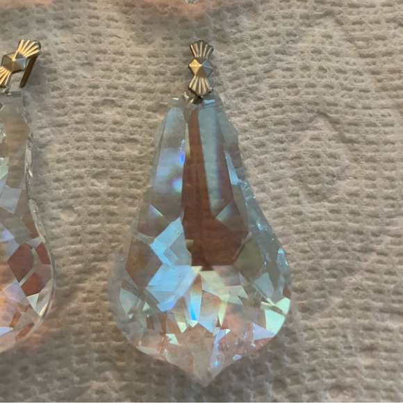 Swarovski Four Crystal Rounded Pendalogue Two Pieces have Ribbon about 2 Inches - Picture 6 of 11